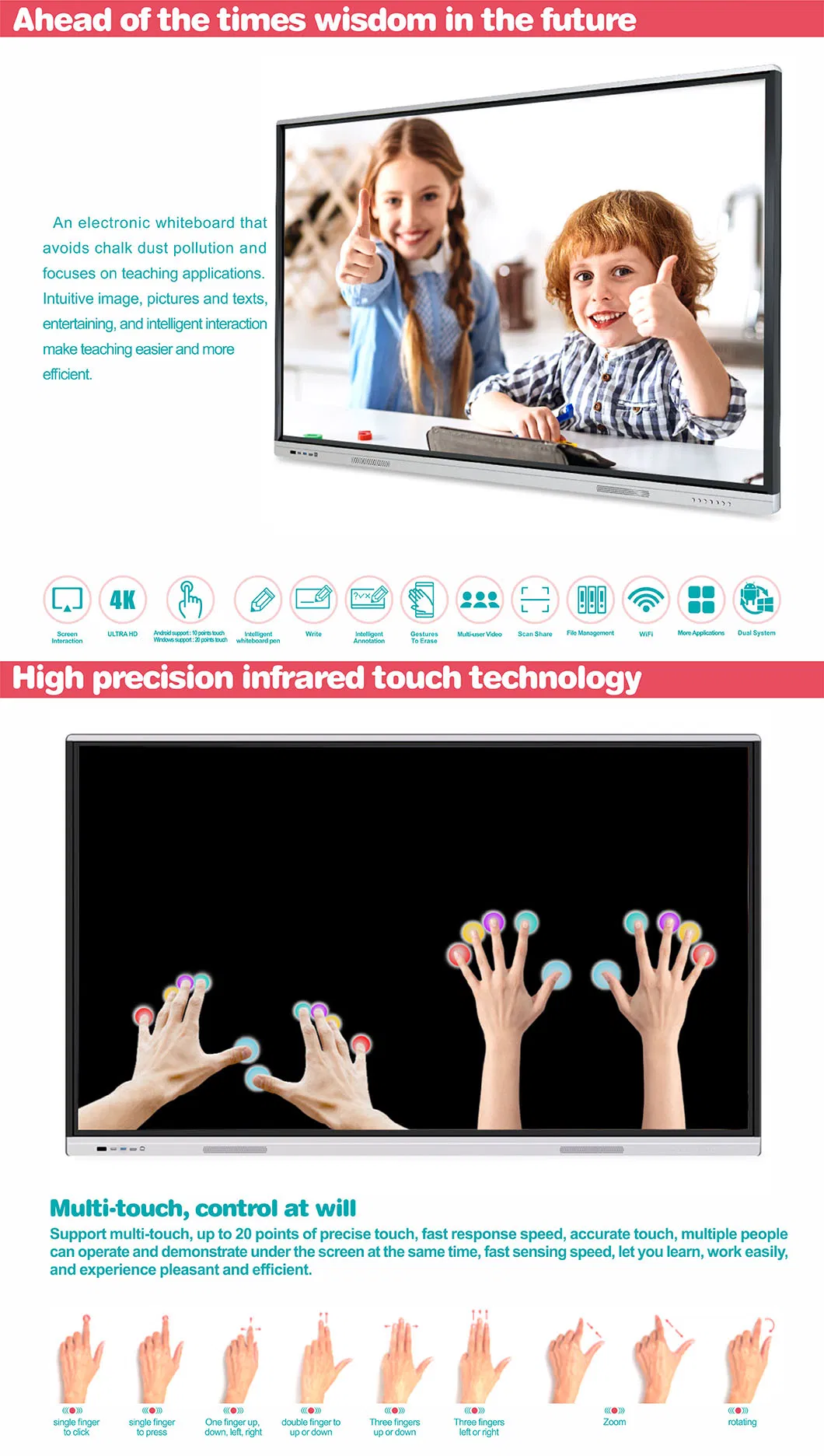 86 Inch Interactive Whiteboard for Office&Classroom