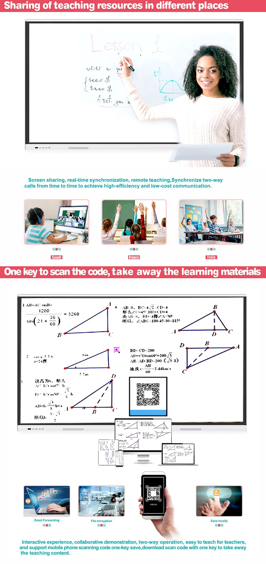 86 Inch IR Touch Whiteboard Nesting for Education&Conference