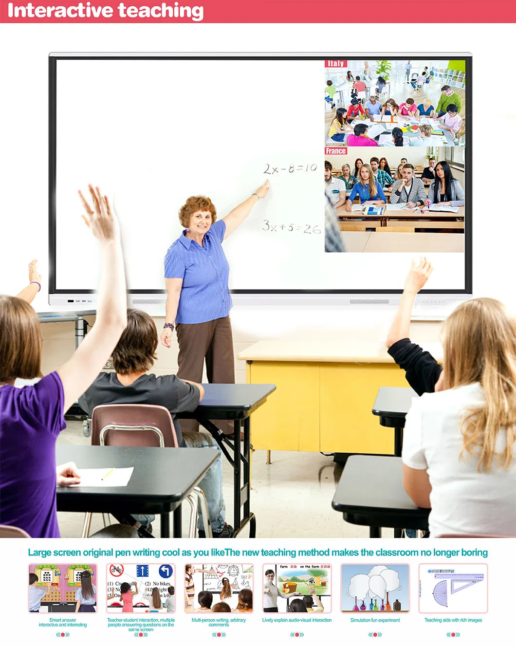 86 Inch IR Touch Whiteboard Nesting for Education&Conference