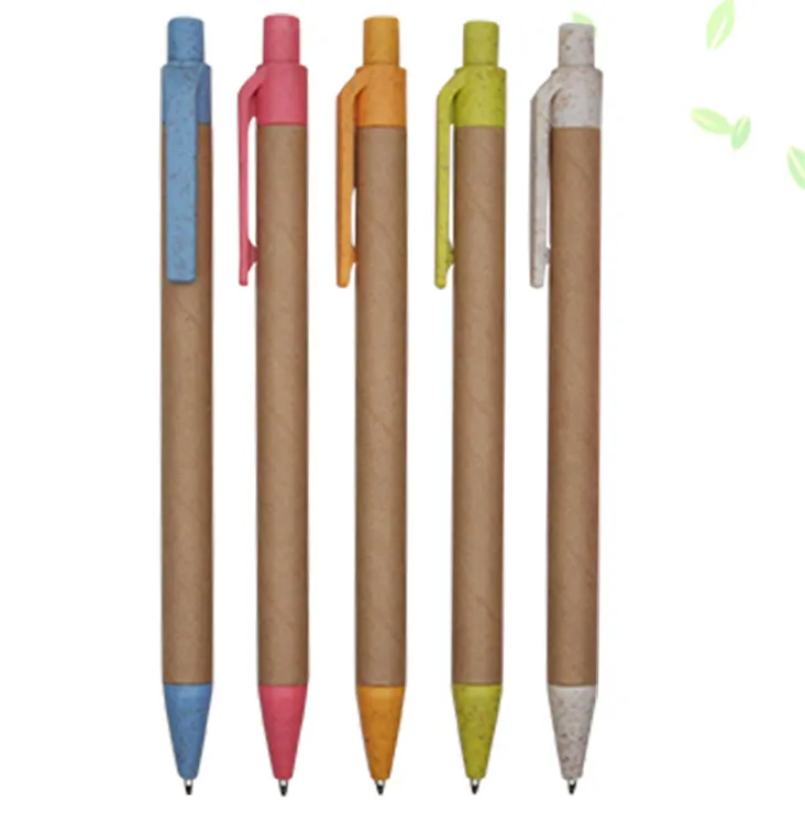 Cheapest Recycle Paper Ball Pen with Wheat Straw Clip for Company Promotion Gift