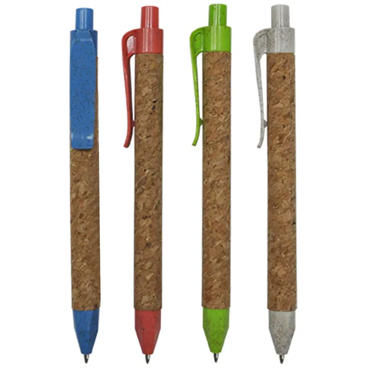 New Style Cork & Wheat Straw Ball Pen for School Supply