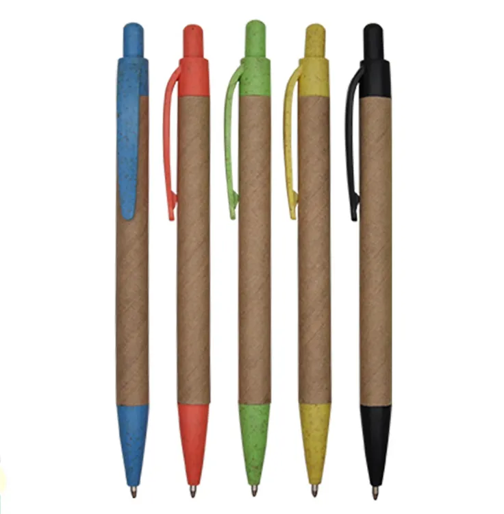 Paper Wheat Straw Ball Pen with Personalized Logo for Promotion