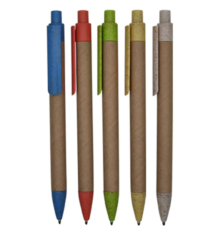 Promotional Recycle Paper Ball Pen with Wheat Straw Trims