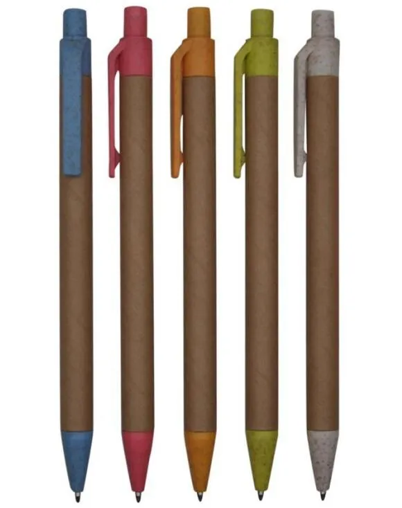 Recycle Kraft Paper Wheat Straw Ball Pen with Logo Printing