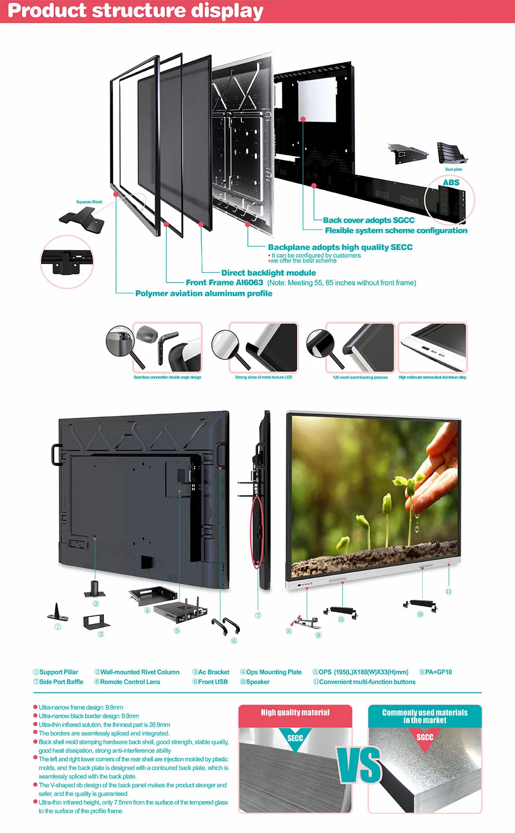 T6 Series 65′′, 75′′, 85′′, 86′′, 98′′ Inch Interactive Whiteboard Smartboard Used in School Classroom for The Education