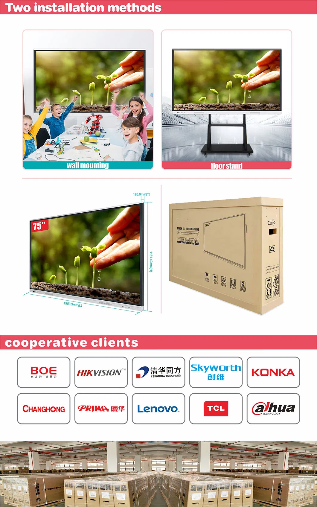 T6 Series 86 Inch The Application Scenario Is Company Office or School Classroom, Used for Conference or Education