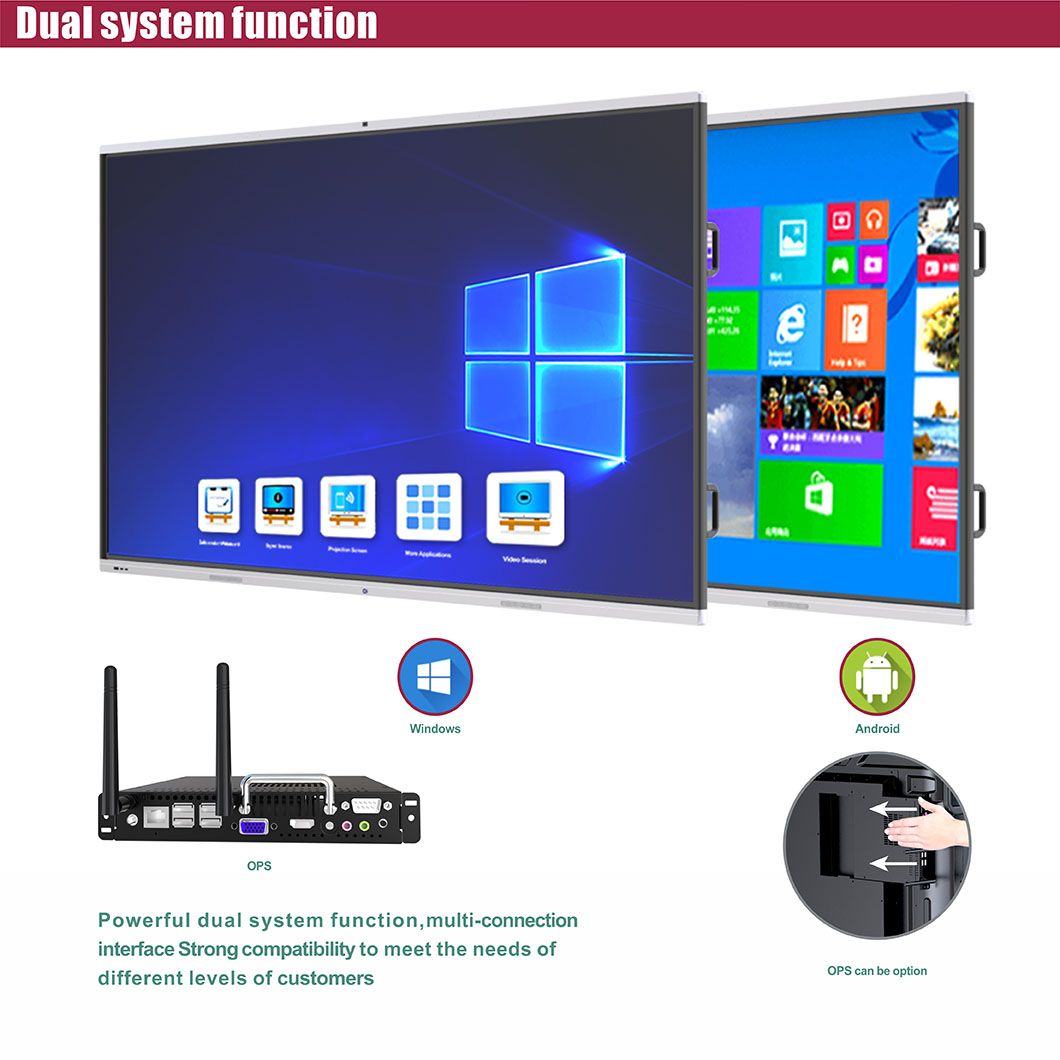 T6 Series Nesting 86 Inch SKD 4K  Infrared Touch Screen Online Interactive Whiteboard with Built-in camera and Microphone