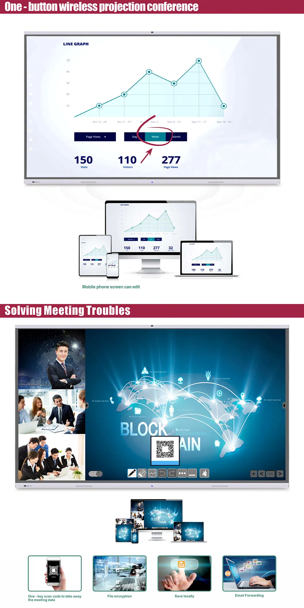 T6 Series Nesting 86 Inch SKD Screen-Mirroring and Multi-Screen Setups Whiteboard for Meeting